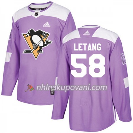 Pittsburgh Penguins Dresy Kris Letang 58 Adidas 2017-2018 Nachová Fights Cancer Practice Authentic - Pánské